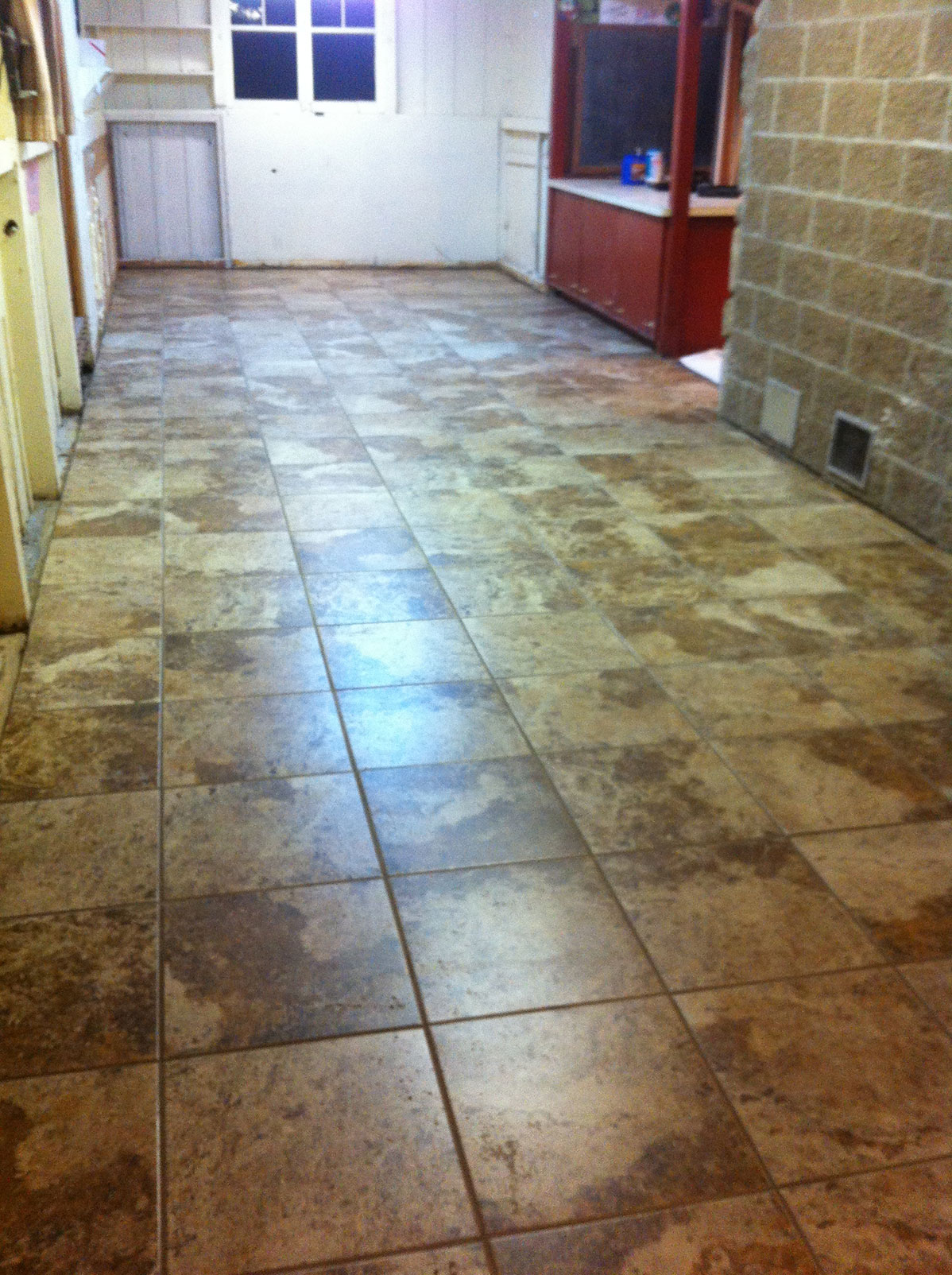 Kitsap Cabin's new tile kitchen floor!