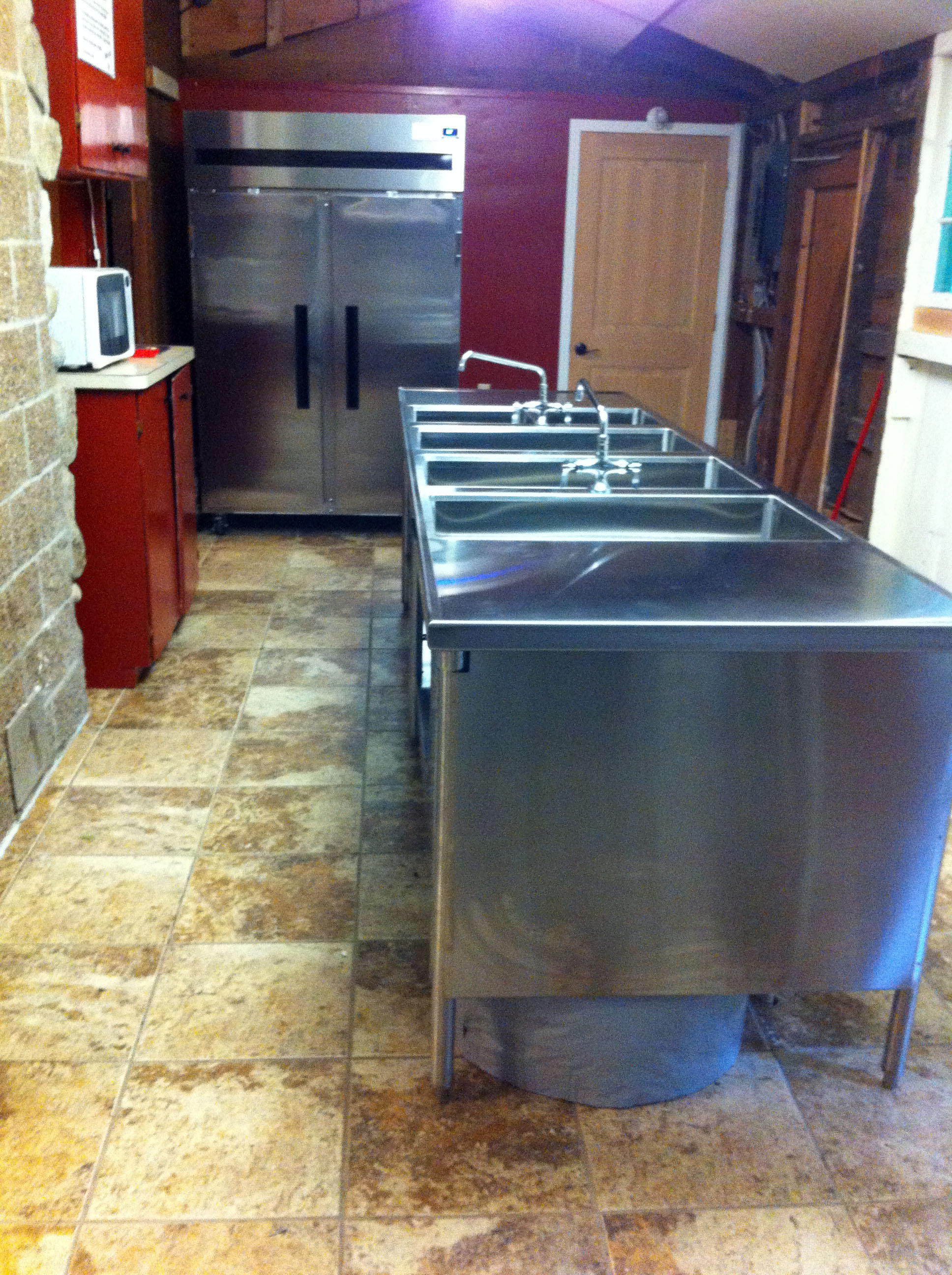 Stainless steel sink island and new refrigerator Kitchen Stainless Steel Sink Island Refrigerator